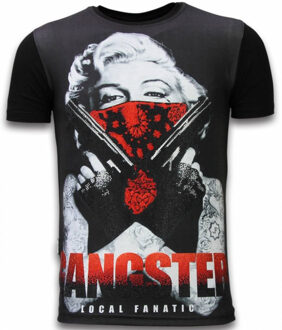 Local Fanatic Gangster Marilyn - Digital Rhinestone T-shirt - Zwart - Maten: S