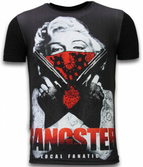 Local Fanatic Gangster Marilyn - Digital Rhinestone T-shirt - Zwart - Maten: XL