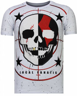 Local Fanatic God Of War - Rhinestone T-shirt - Wit - Maten: L