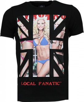 Local Fanatic God Save Playtoy - Rhinestone T-shirt - Zwart - Maten: S