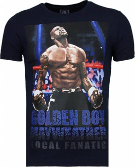 Local Fanatic Golden Boy Mayweather - Rhinestone T-shirt - Navy - Maten: XXL