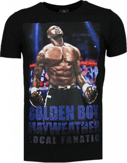 Local Fanatic Golden Boy Mayweather - Rhinestone T-shirt - Zwart - Maten: XXL