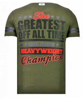 Local Fanatic Greatest Of All Time - Rhinestone T-shirt - Khaki - Maten: L