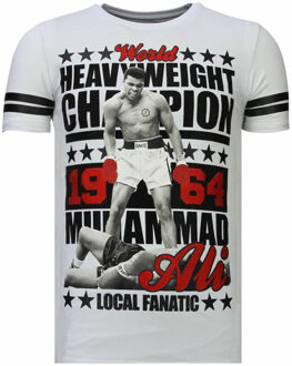 Local Fanatic Greatest Of All Time - Rhinestone T-shirt - Wit - Maten: M