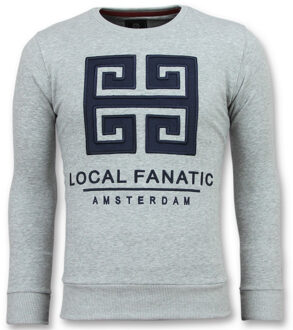 Local Fanatic Greek Border - Leuke Sweater Mannen - 6350G - Grijs - Maten: XL