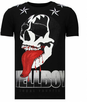Local Fanatic Hellboy - Rhinestone T-shirt - Zwart - Maten: L