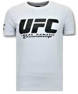 Local Fanatic Heren T shirts met Print - UFC Championship Basic - Wit - Maten: XL