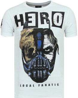 Local Fanatic Hero Mask - Luxe T shirt Heren - 6323W - Wit - Maten: L