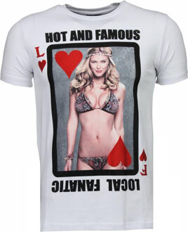 Local Fanatic Hot & Famous Poker - Bar Refaeli Rhinestone T-shirt - Wit - Maten: XXL