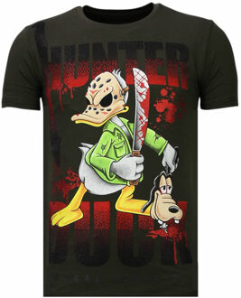 Local Fanatic Hunter Duck - Rhinestone T-shirt - Khaki - Maten: L