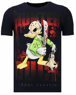 Local Fanatic Hunter Duck - Rhinestone T-shirt - Navy - Maten: S