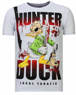 Local Fanatic Hunter Duck - Rhinestone T-shirt - Wit - Maten: L