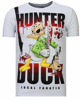 Local Fanatic Hunter Duck - Rhinestone T-shirt - Wit - Maten: XXL