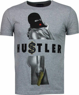 Local Fanatic Hustler - Rhinestone T-shirt - Grijs - Maten: XXL