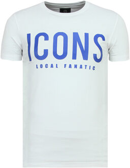 Local Fanatic ICONS - Coole T shirt Heren - 6361W - Wit - Maten: L