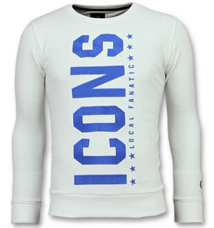Local Fanatic ICONS Vertical - Coole Sweater Heren - 6353W - Wit - Maten: S
