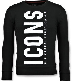 Local Fanatic ICONS Vertical - Grappige Sweater Heren - 6353Z - Zwart - Maten: S