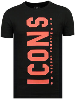 Local Fanatic ICONS Vertical - Luxe T shirt Heren - 6362Z - Zwart - Maten: L