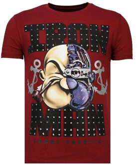 Local Fanatic Iron Man Popeye - Rhinestone T-shirt - Bordeaux - Maten: L