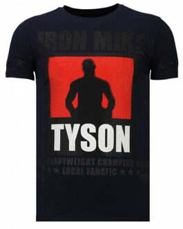 Local Fanatic Iron Mike Tyson - Rhinestone T-shirt - Navy - Maten: L