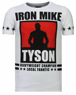 Local Fanatic Iron Mike Tyson - Rhinestone T-shirt - Wit - Maten: L