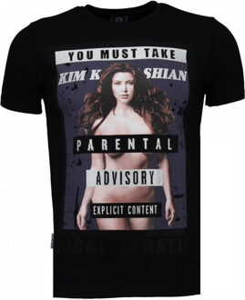 Local Fanatic Kim kardashian rhinestone t-shirt Zwart - L