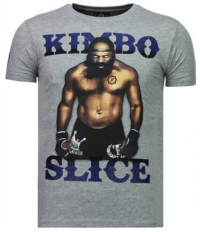 Local Fanatic Kimbo Slice - Rhinestone T-shirt - Grijs - Maten: XXL