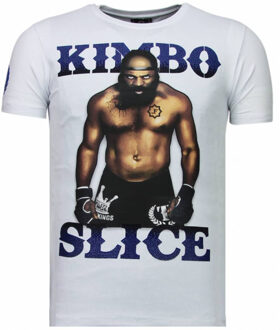 Local Fanatic Kimbo Slice - Rhinestone T-shirt - Wit - Maten: M