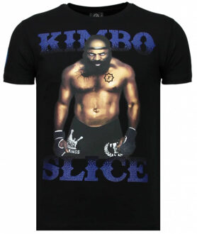 Local Fanatic Kimbo Slice - Rhinestone T-shirt - Zwart - Maten: XXL