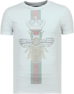 Local Fanatic King Fly Glitter - Vette T shirt Heren - 6360W - Wit - Maten: XXL