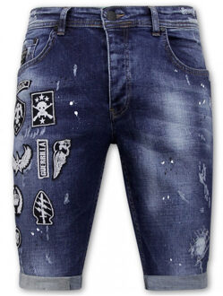 Local Fanatic Korte broek slim fit met patches xxx Blauw - 30