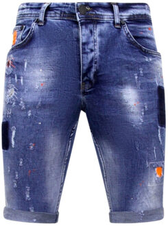 Local Fanatic Korte skinny broek met verfspatten 1008 Blauw - 33