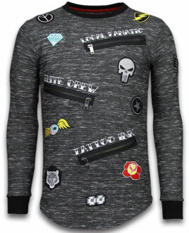 Local Fanatic Longfit Embroidery - Sweater Patches - Elite Crew - Zwart - Maten: L