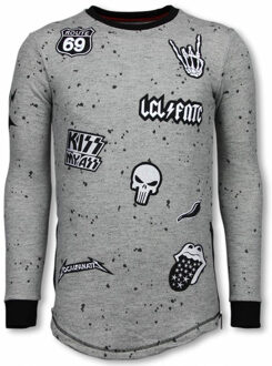 Local Fanatic Longfit Embroidery - Sweater Patches - Rockstar - Grijs - Maten: M