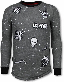 Local Fanatic Longfit Embroidery - Sweater Patches - Rockstar - Zwart - Maten: S