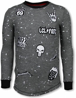 Local Fanatic Longfit Embroidery - Sweater Patches - Rockstar - Zwart - Maten: XL