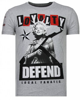 Local Fanatic Loyalty Marilyn - Rhinestone T-shirt - Grijs - Maten: XL