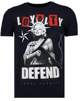 Local Fanatic Loyalty Marilyn - Rhinestone T-shirt - Navy - Maten: L