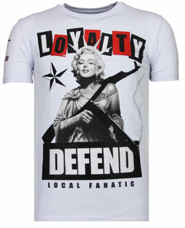 Local Fanatic Loyalty Marilyn - Rhinestone T-shirt - Wit - Maten: L