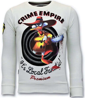 Local Fanatic Luxe Heren Sweater - Crime Empire - Wit - Maten: XXL