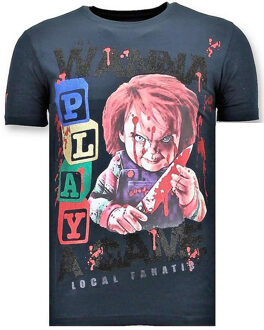 Local Fanatic Luxe Heren T-shirt - Chucky Childs Play - Navy - Maten: XXL