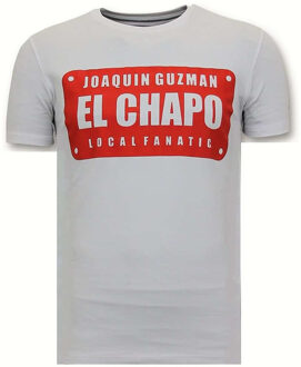 Local Fanatic Luxe Heren T-shirt - Joaquin Guzman El Chapo - Wit - Maten: S