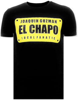 Local Fanatic Luxe Mannen T-shirt - Joaquin Guzman El Chapo - Zwart - Maten: M