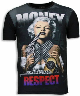 Local Fanatic Marilyn Money - Digital Rhinestone T-shirt - Zwart - Maten: XL