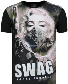 Local Fanatic Marilyn Monroe T shirts - SWAG - Zwart - Maten: M