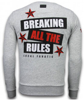 Local Fanatic Marilyn Rockstar - Rhinestone Sweater - Grijs - Maten: M