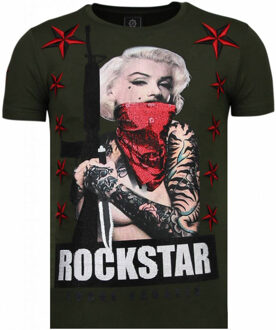 Local Fanatic Marilyn Rockstar - Rhinestone T-shirt - Groen - Maten: M