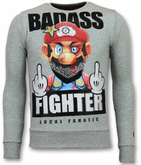 Local Fanatic Mario Trui - Fight Club Sweater Heren - Grijs - Maten: L