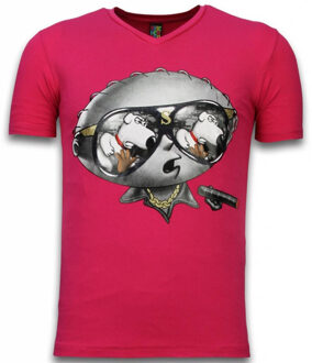 Local Fanatic Mascherano Stewie Dog - T-shirt - Fuschia