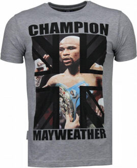 Local Fanatic Mayweather rhinestone t-shirt Grijs - XXL